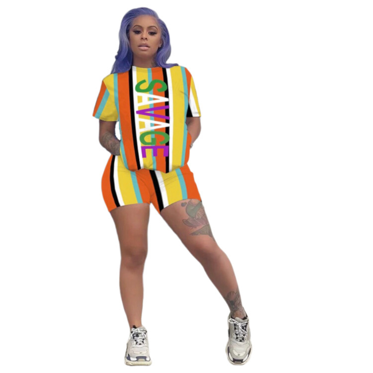 Hot Sale Street Style Colorful Two Piece Set