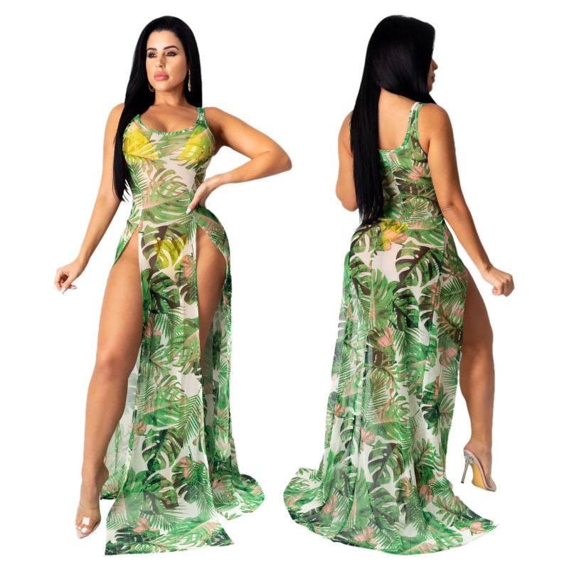 Fashionable Sexy Multicolor Gauze Beach Dress