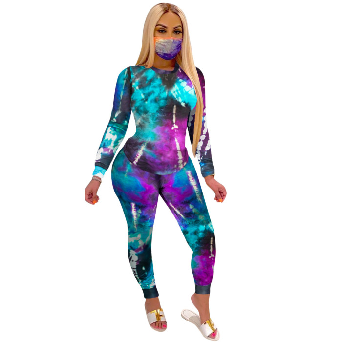 Sexy Tie-dye Personality Casual Home Sports Two Piece Set