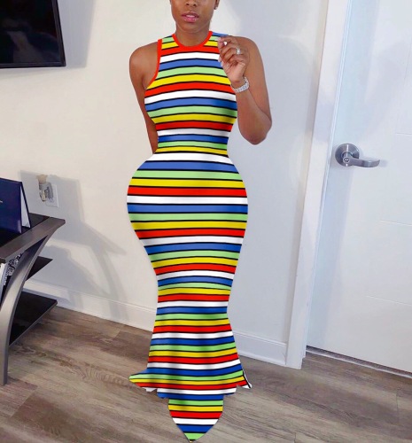 Striped Hot Style Dress