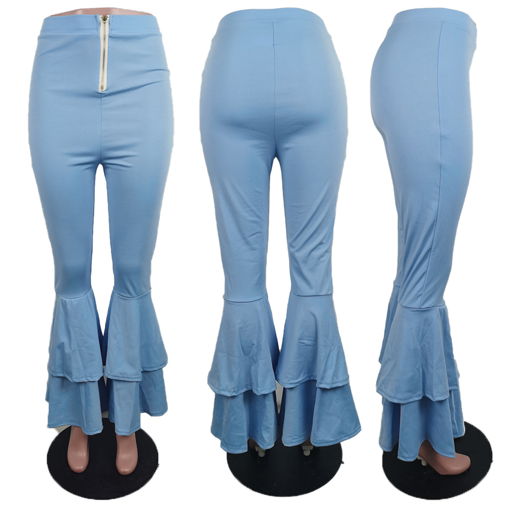 US 7.71 Sexy Solid Color Large Horn Pants