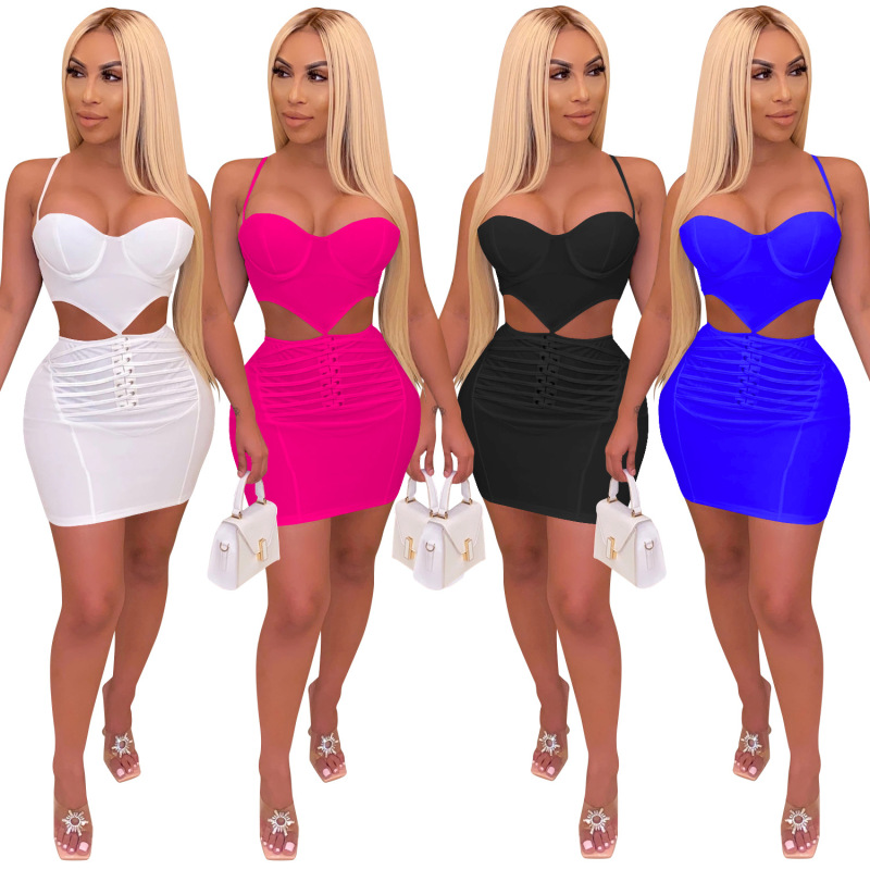 Sexy Halter Chest Wrap One Piece Dress