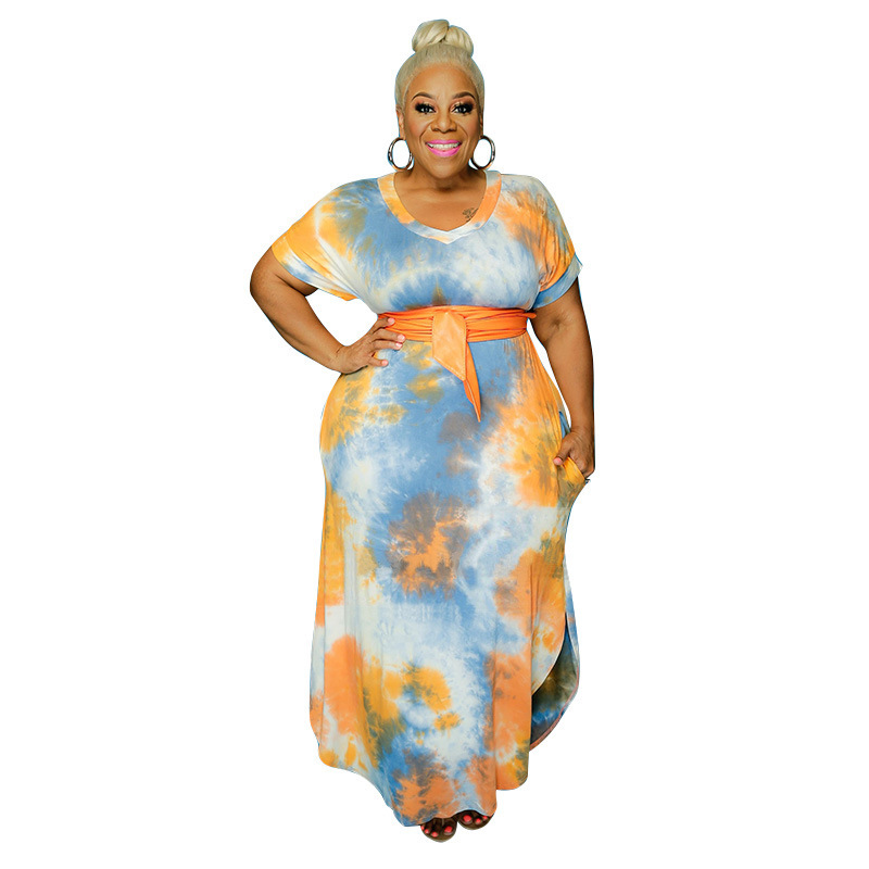 Tie-Dye V-neck One Piece Dress