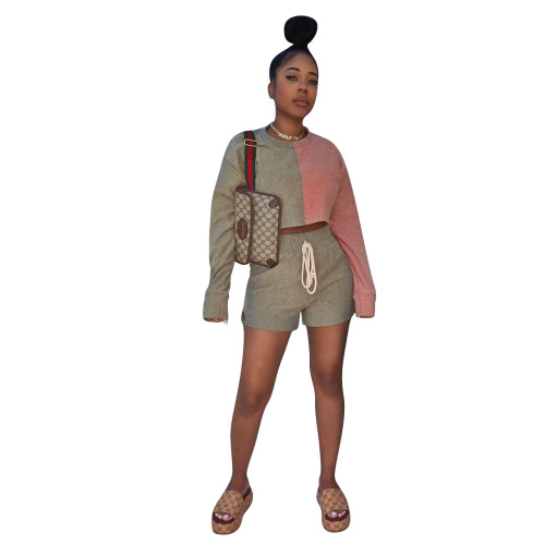 Colorblock Long Sleeve Two-piece Set