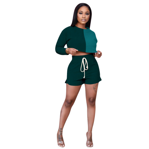 Colorblock Long Sleeve Two-piece Set