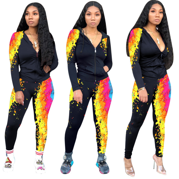 New Print Long Sleeve Two Piece Set