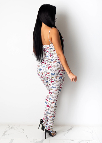 Fashion Sexy Print Jumpsuit (Including Mask)