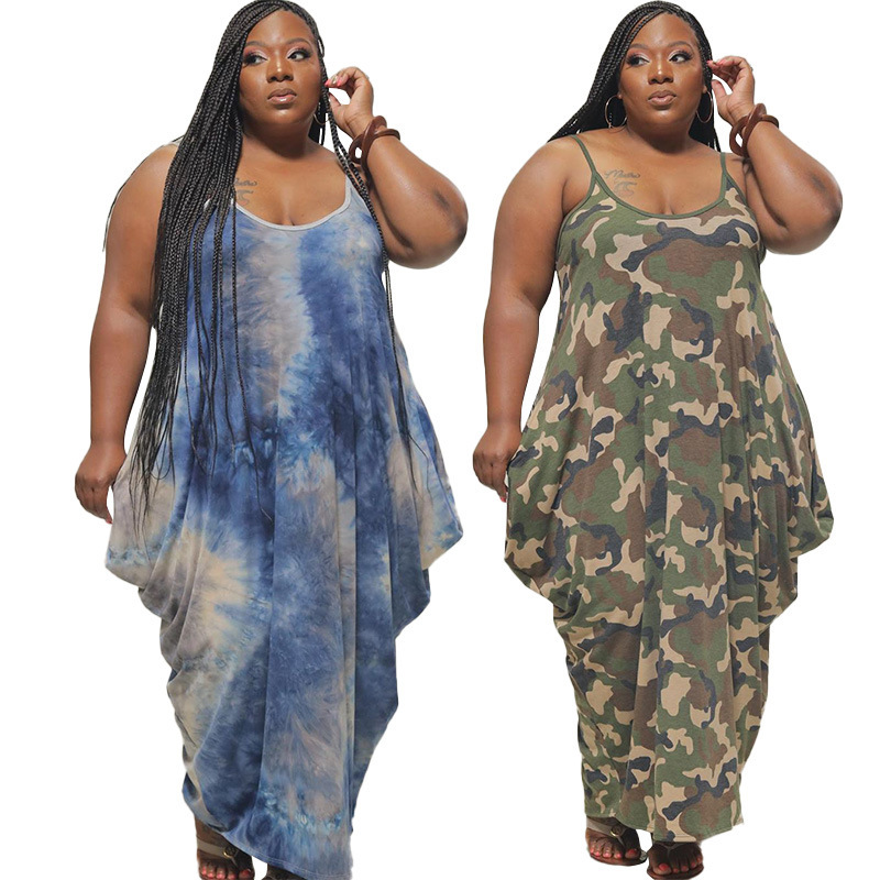Sexy Tie-Dye Camouflage Condole Belt Dress