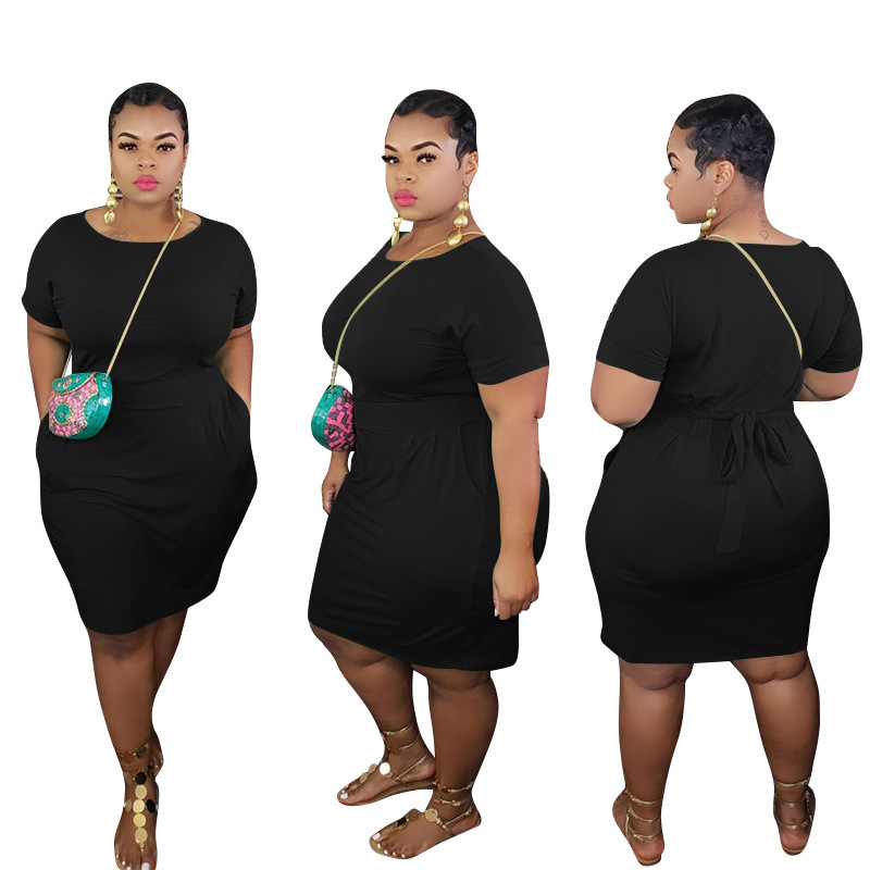 Solid Color Slim Tight Dress (with belt)