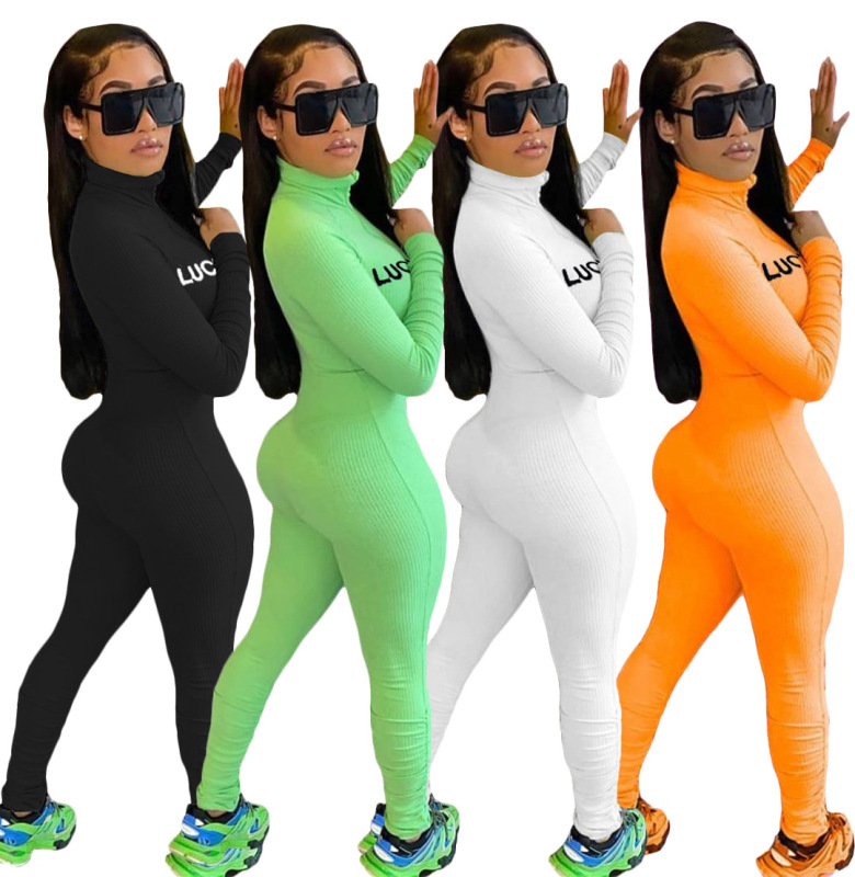 Fashion Sexy Solid Color Zipper Jumpsuit