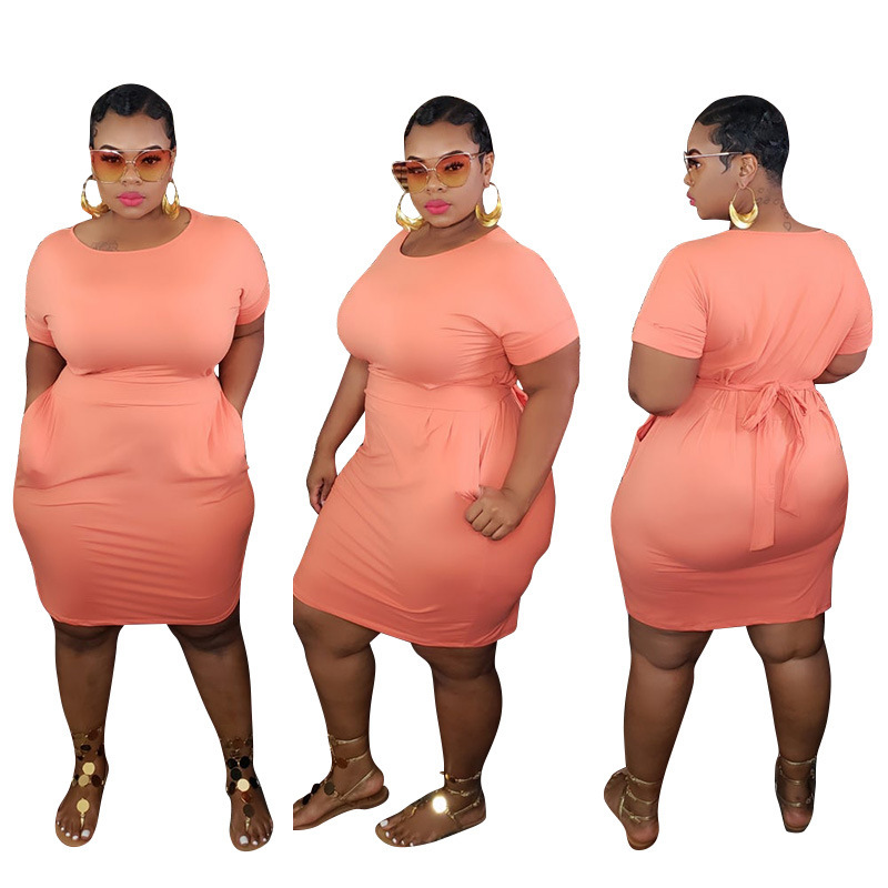 Solid Color Slim Tight Dress (with belt)