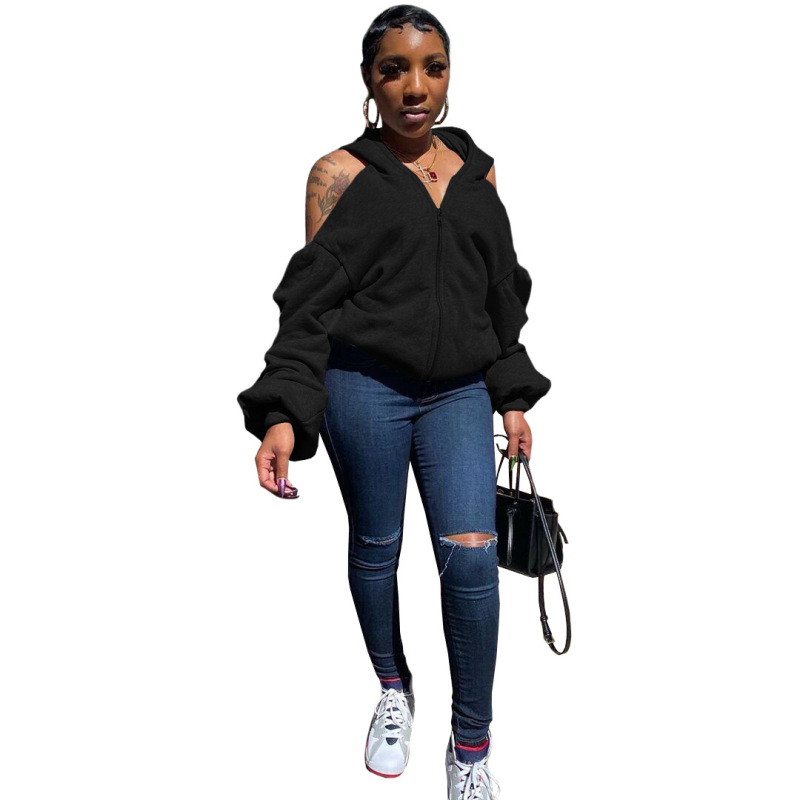 Fashion Sexy Solid Color Hoodie Jacket