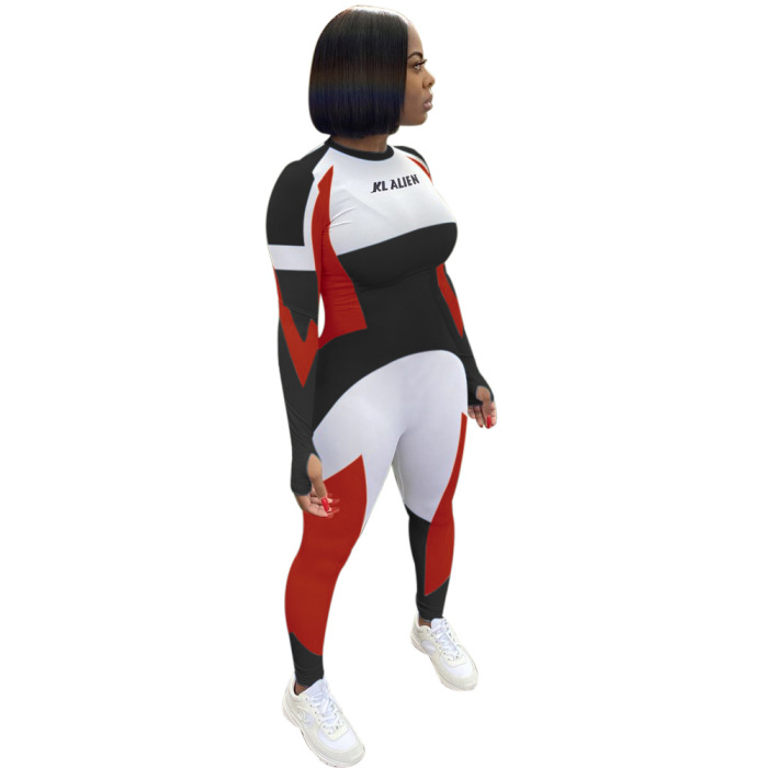 O-Neck Fashion Sporty Bodycon Jumpsuit