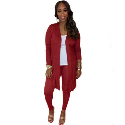 Solid Color Two Piece Set(Including Coat and Pant)