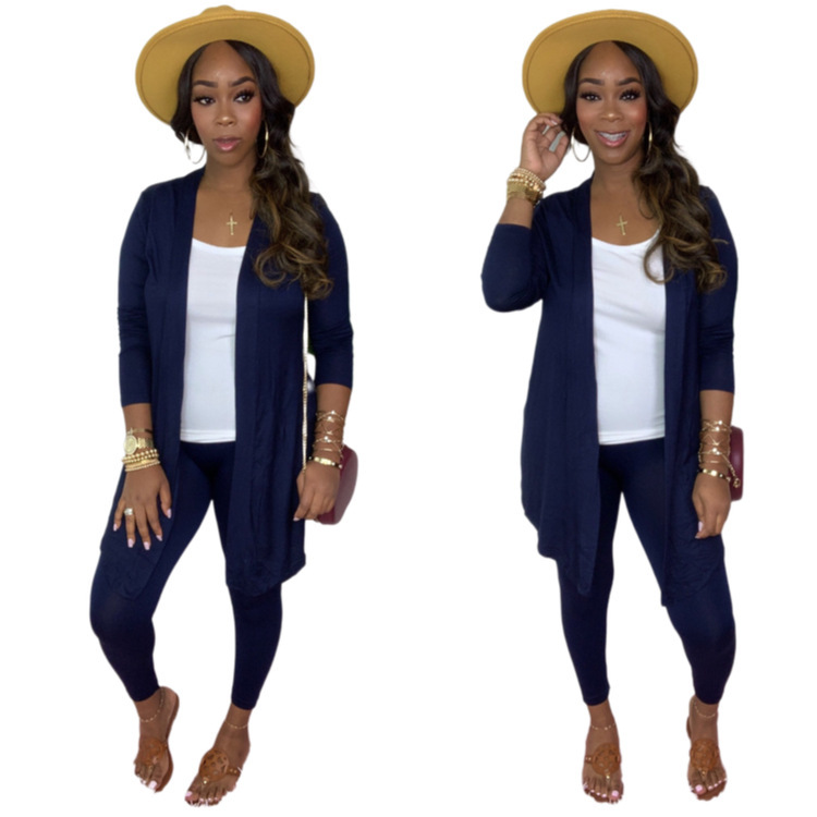 Solid Color Two Piece Set(Including Coat and Pant)
