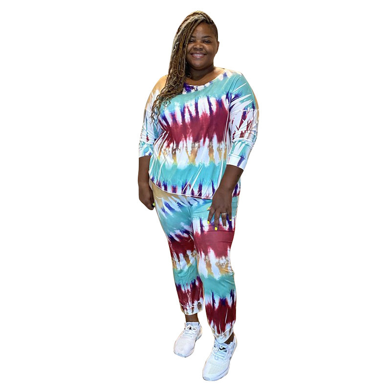 Tie-Dye Print O-Neck Two Piece Set