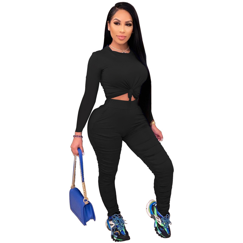 Casual Solid Color Two Piece Set
