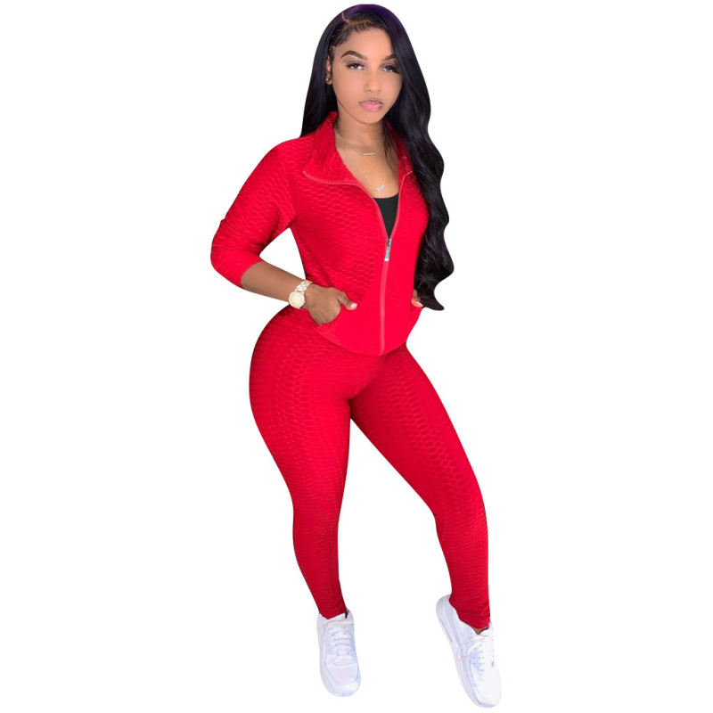Long Sleeve Zipper Sporty Two pieces Outfit