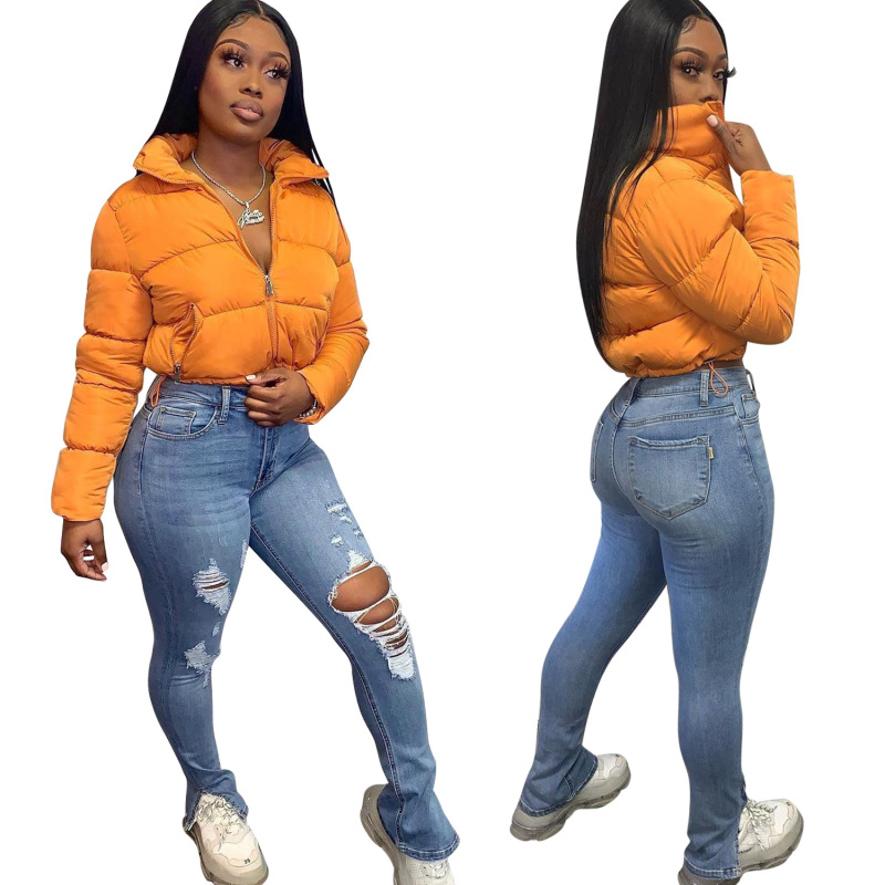 Hot Sale Orange Winter Short Jacket Coat