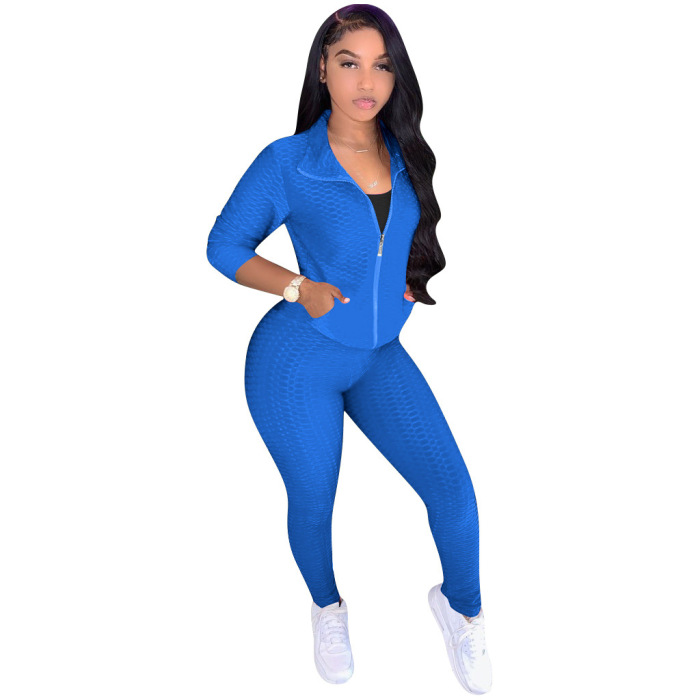 Long Sleeve Zipper Sporty Two pieces Outfit