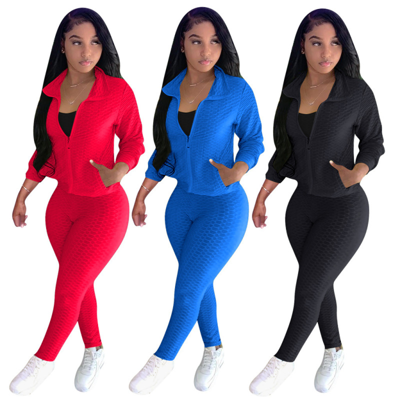 Long Sleeve Zipper Sporty Two pieces Outfit