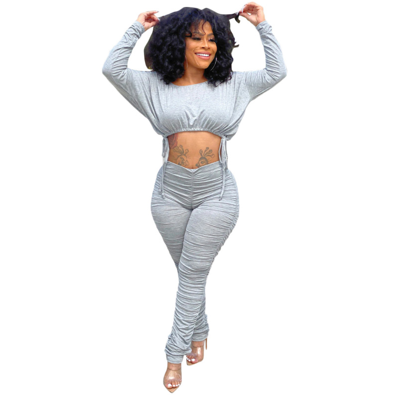 Solid Color Casual Two Piece Set
