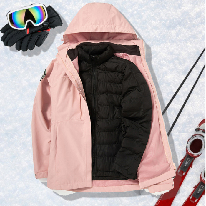 Outdoor Jacket Three-in-one Detachable Two-piece Suit for Men and Women with Liner Down Cotton Winter Custom Mountaineering Suit