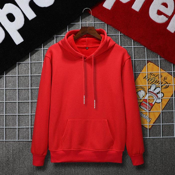 Pure Color Plus Velvet Casual Sports Hooded Sweater
