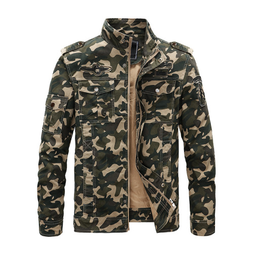 Men's Cotton Multi-pocket Tooling Camouflage Jacket Plus Size Wholesale