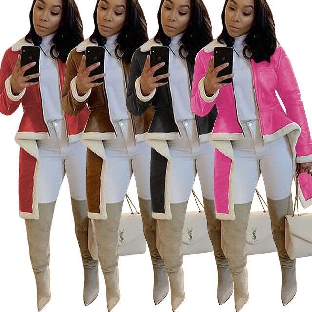 Fashion Lambswool Jackets Coats With Irregular Hem