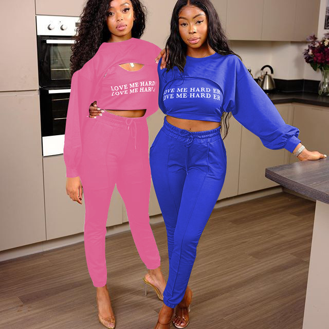 Long Sleeve Fashion Letter Print Three-Piece Set