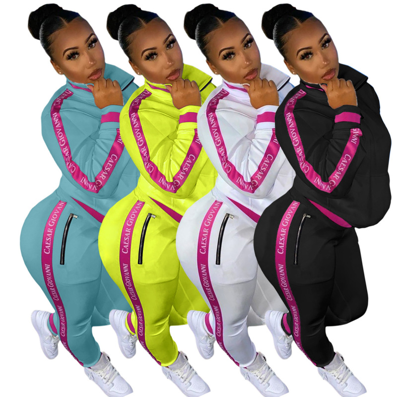 Fashion Colorblock Sporty Two pieces Outfits