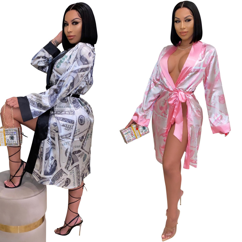 Sexy Print Bathrobe Pajamas Causal Dress