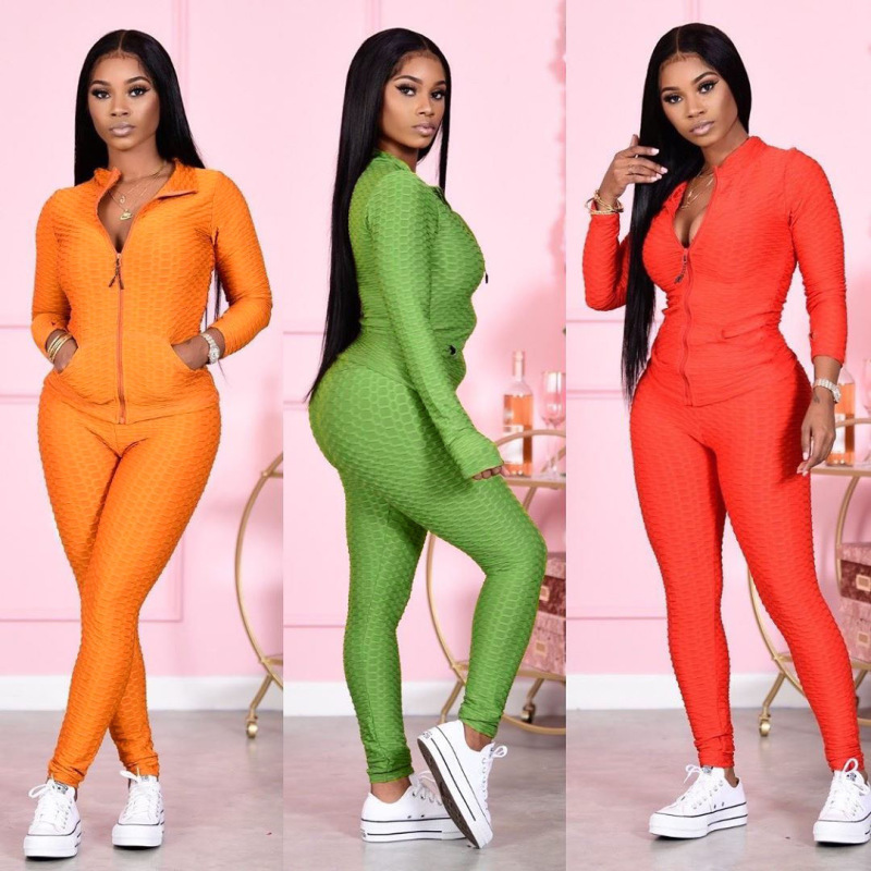 Fish Scale Bubble Casual Two pieces Outfit