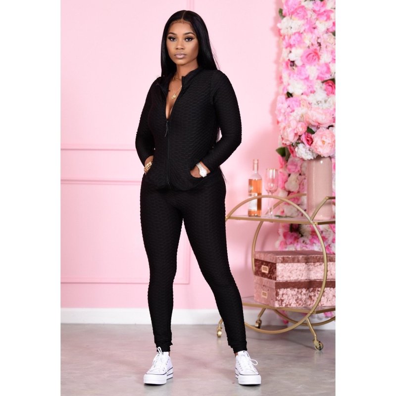 Fish Scale Bubble Casual Two pieces Outfit