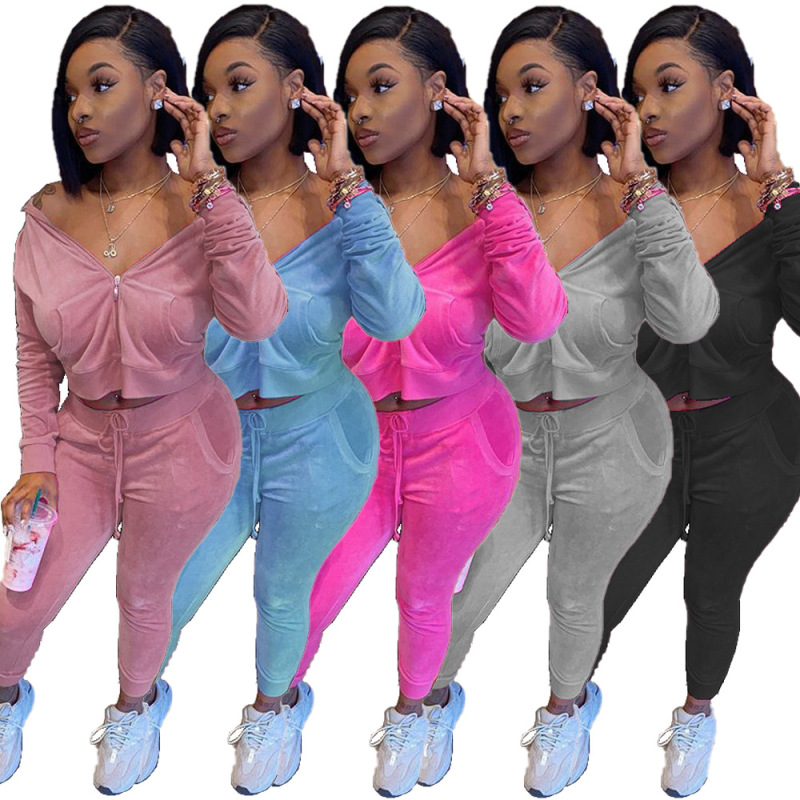 Solid Color Hoodies Two Piece Set