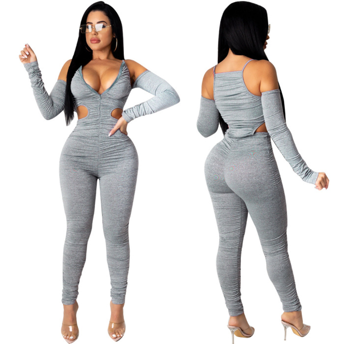 Hollow Out Pleated Jumpsuit