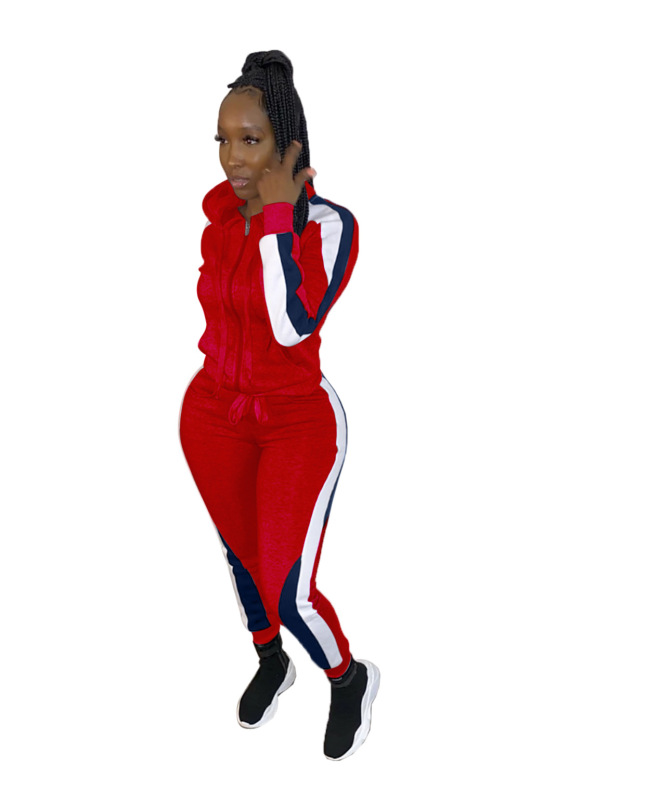 Strappy Colorblock Zipper Two Piece Set
