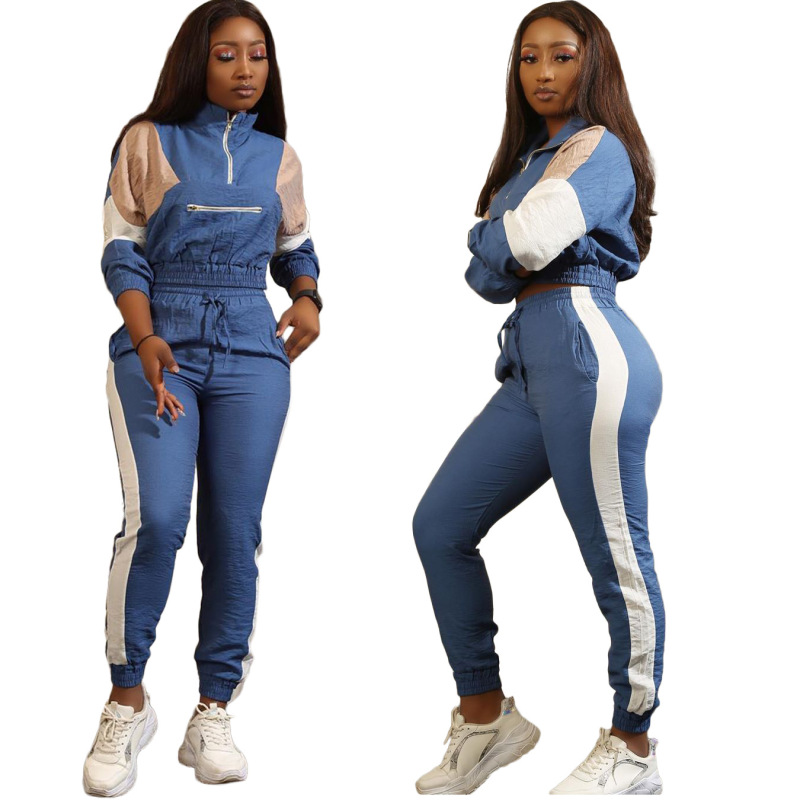 Colorblock Street Style Two Piece Set