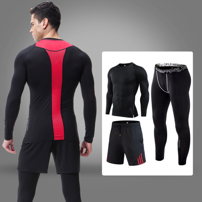 3 Pcs Quick Dry Men Running Set Compression Sport Suit Basketball Jogging Tights Leggings Clothes Gym Fitness Training Sportswear