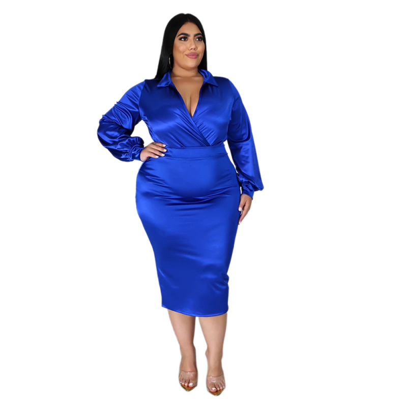 Solid Color V-Neck One Piece Dress
