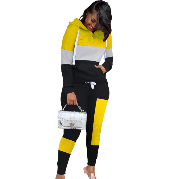 Colorblock Sports Suit Two pieces Outfit