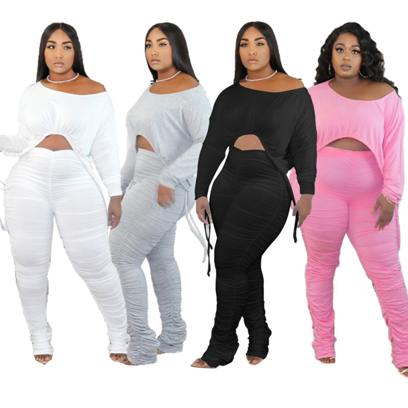 Peated Drawstring Trousers Two piece Set