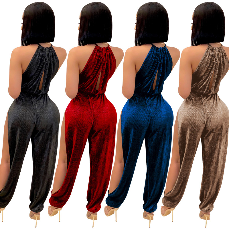 Sexy Strappy Slit Jumpsuit