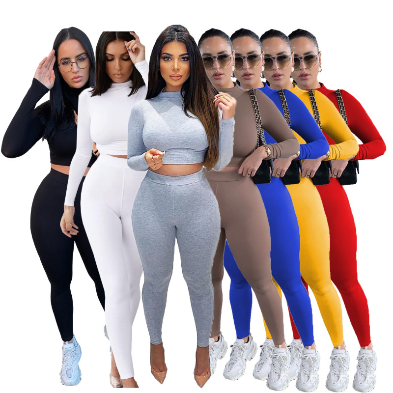 Sexy Tight Solid Color Sport Suit Two pieces Outfit