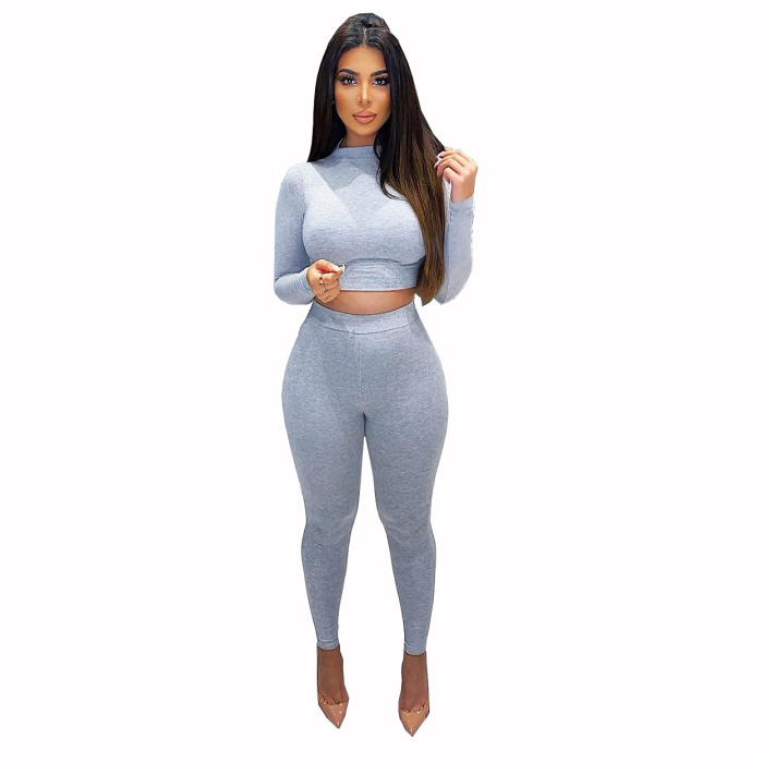 Sexy Tight Solid Color Sport Suit Two pieces Outfit