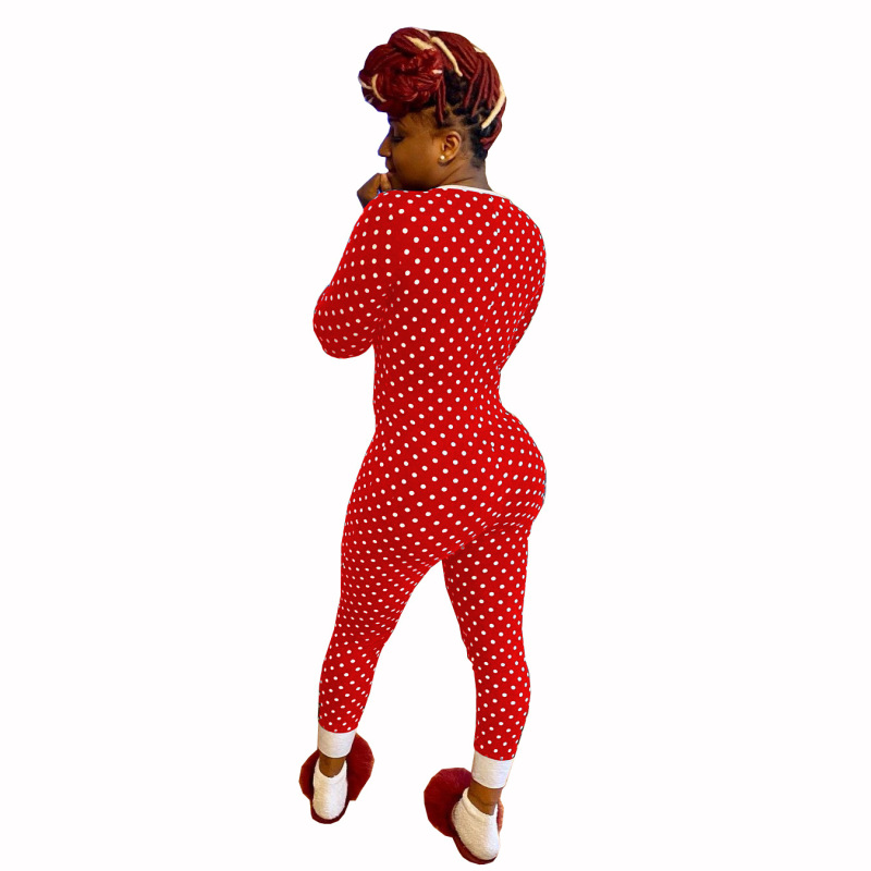 Christmas Cute Dots Jumpsuits Sleep Wear