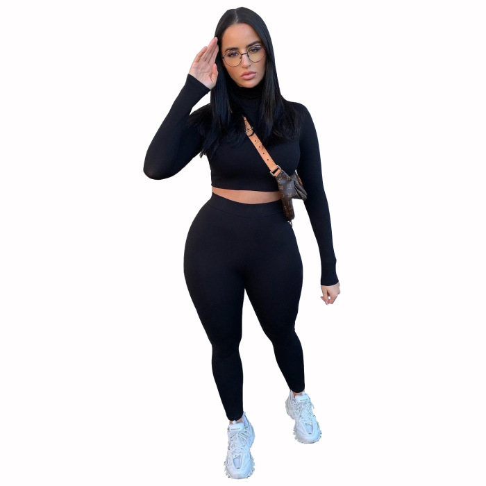 Sexy Tight Solid Color Sport Suit Two pieces Outfit