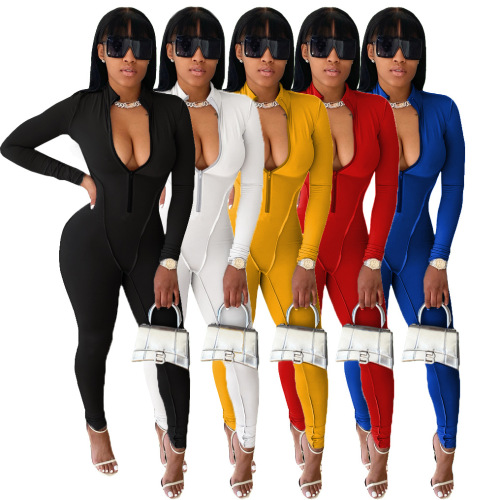 Wholesale Solid Color Women Jumpsuits Sports Suit