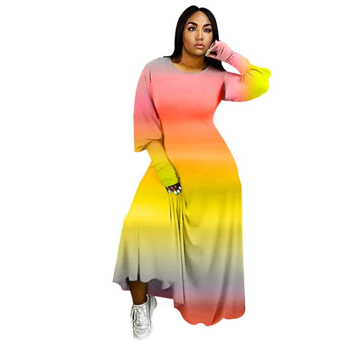 Fashion Plus Size Colorblock One Piece Dress